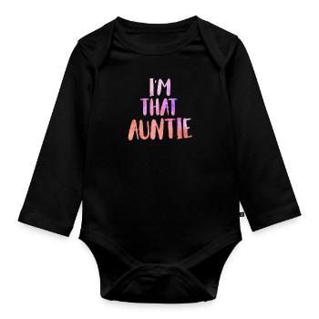 Je suis une telle tante Je suis cette tante Meilleure tante - Body Bébé bio manches longues - noir - Devant