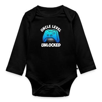 Unlocked Uncle Level Uncle - Organic Longsleeve Baby Bodysuit - black - Front