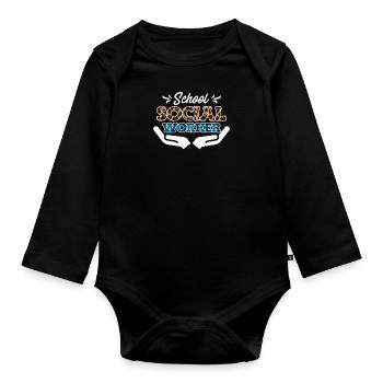Betreuer an einer Schule Sozialarbeiter - Baby Bio-Langarm-Body - Schwarz - Vorne