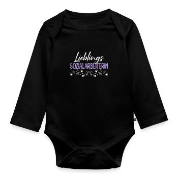 Betreuerin du bist die beste Sozialarbeiterin - Baby Bio-Langarm-Body - Schwarz - Vorne