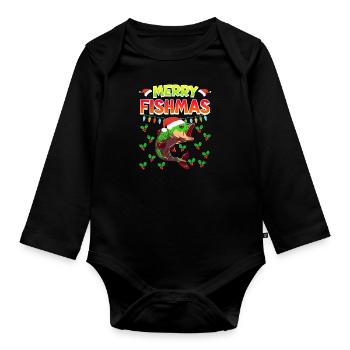 Niklaus Fish Noël Joyeux Fishmas - Body Bébé bio manches longues - noir - Devant