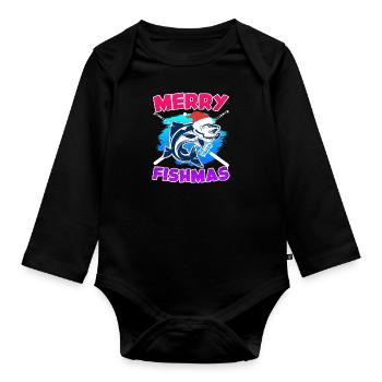 Joyeux poisson Pêche - Body Bébé bio manches longues - noir - Devant