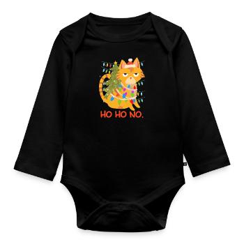 Funny Cat Chain of Lights Tannenbau - Organic Longsleeve Baby Bodysuit - black - Front