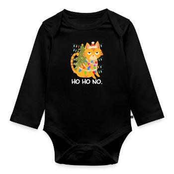 Funny Cat Chain of Lights Tannenbau - Organic Longsleeve Baby Bodysuit - black - Front