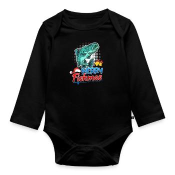Pêcheur Noël Noël - Body Bébé bio manches longues - noir - Devant