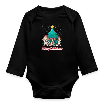 Chiens Noël Joyeux Noël Propriétaires de chiens - Body Bébé bio manches longues - noir - Devant