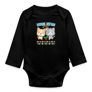 Meowy Catmas siège pour chat chaton chat - Body Bébé bio manches longues - noir - Devant