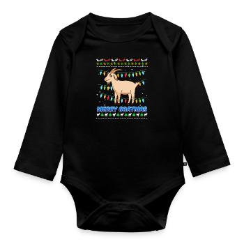 Joyeux Goatmas Chèvre Noël Noël moche - Body Bébé bio manches longues - noir - Devant