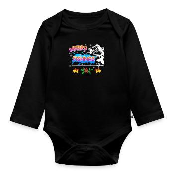 Pêcheur Noël Pêche Joyeux Poissons - Body Bébé bio manches longues - noir - Devant