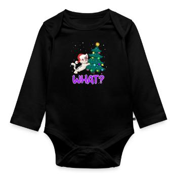 What? Lustige Katze Tannenbaum Kätzchen - Baby Bio-Langarm-Body - Schwarz - Vorne