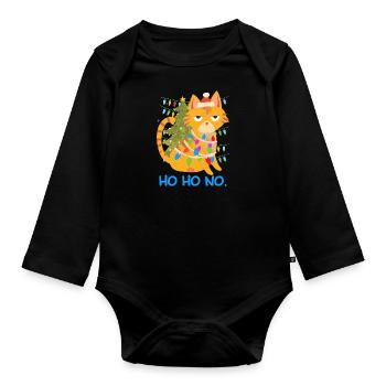 Funny Cat Chain of Lights Tannenbau - Organic Longsleeve Baby Bodysuit - black - Front