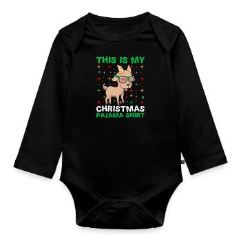 Ceci est ma chemise de pyjama de Noël chèvre - Body Bébé bio manches longues - noir - Devant