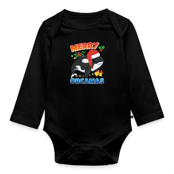 Merry Orcamas Orca Wal - Baby Bio-Langarm-Body - Schwarz - Vorne