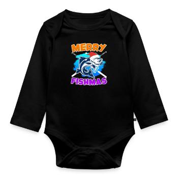 Joyeux poisson Pêche - Body Bébé bio manches longues - noir - Devant