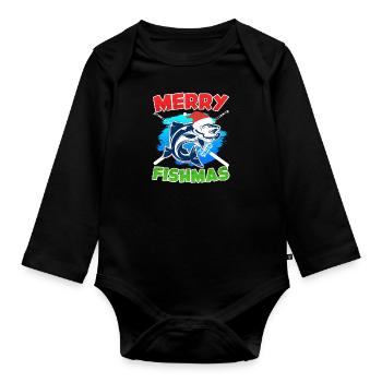 Joyeux poisson Pêche - Body Bébé bio manches longues - noir - Devant