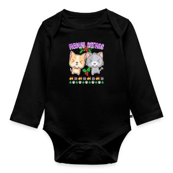 Meowy Catmas Cat Seater Kitten Cat - Organic Longsleeve Baby Bodysuit - black - Front