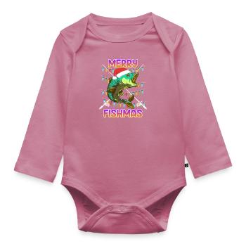 Pêcheur Noël Joyeux poisson Poisson - Body Bébé bio manches longues - mauve - Devant