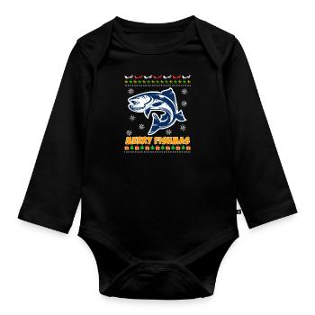 Ange Noël Joyeux Poissonnier Pêcheur - Body Bébé bio manches longues - noir - Devant