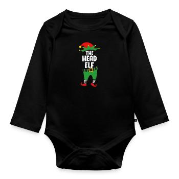 Le chef Elf Boss Elf Papa Christmas - Body Bébé bio manches longues - noir - Devant