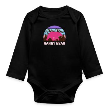 Mama bear Nanny bear Tagesmutter - Baby Bio-Langarm-Body - Schwarz - Vorne