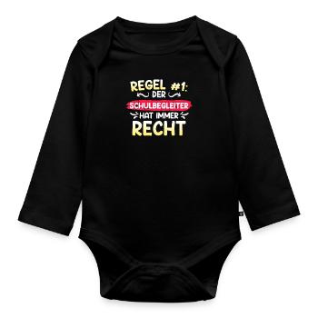 Regel Nr.1 er hat recht der Schulbegleiter - Baby Bio-Langarm-Body - Schwarz - Vorne