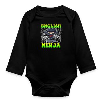Professeur d’anglais Ninja Je suis professeur d’anglais - Body Bébé bio manches longues - noir - Devant