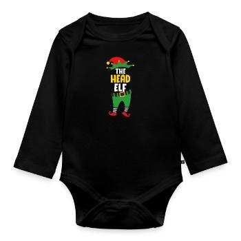 Le chef Elf Boss Elf Papa Christmas - Body Bébé bio manches longues - noir - Devant