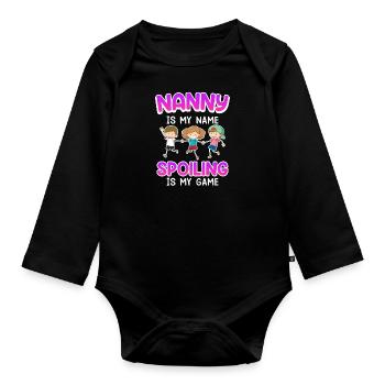 With me everyone is spoiled I am a childminder - Organic Longsleeve Baby Bodysuit - black - Front