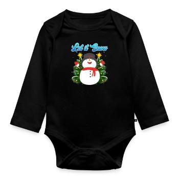 Let it Snow Snowman Noël - Body Bébé bio manches longues - noir - Devant