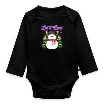 Let it Snow Snowman Noël - Body Bébé bio manches longues - noir - Devant