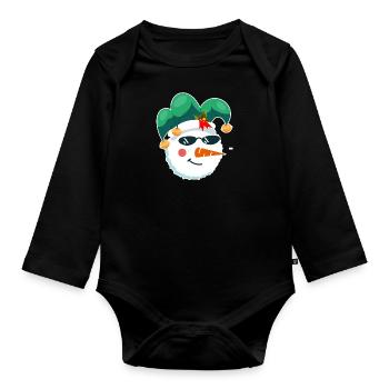 Snowman Face Carnival Ugly Christmas - Organic Longsleeve Baby Bodysuit - black - Front