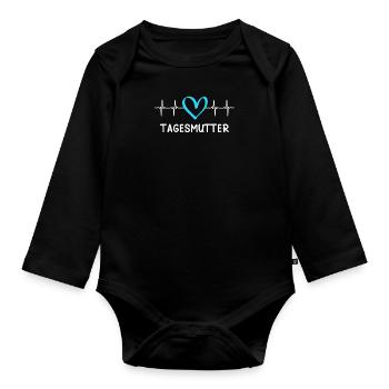 Avec beaucoup d’amour, je suis assistante maternelle - Body Bébé bio manches longues - noir - Devant