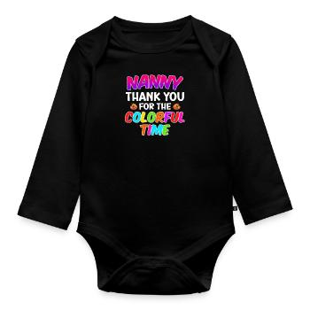 Merci pour le temps coloré meilleure assistante maternelle - Body Bébé bio manches longues - noir - Devant