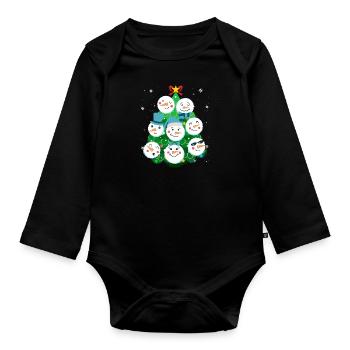 Christmas tree Snowmies Snowman - Organic Longsleeve Baby Bodysuit - black - Front