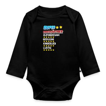 Definition eines Super Kindergärtner - Baby Bio-Langarm-Body - Schwarz - Vorne