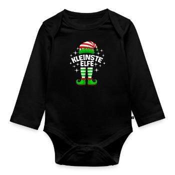 Kleinste Elfe kleine Schwester kleiner Bruder - Baby Bio-Langarm-Body - Schwarz - Vorne
