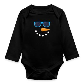 Snowman Face Sunglasses Snowman Costume - Organic Longsleeve Baby Bodysuit - black - Front