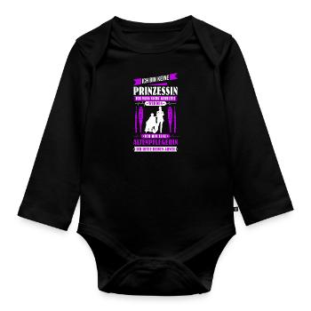 Ich bin keine Prinzessin ich bin Altenpflegerin - Baby Bio-Langarm-Body - Schwarz - Vorne