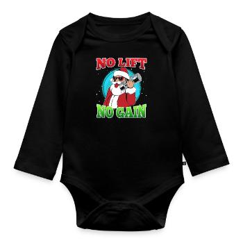 No Lift no Gain Nikolaus No Lift no Gift - Organic Longsleeve Baby Bodysuit - black - Front