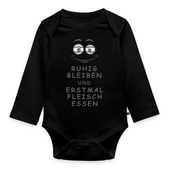 Fleisch essen - Baby Bio-Langarm-Body - Schwarz - Vorne