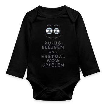 WOW spielen - Baby Bio-Langarm-Body - Schwarz - Vorne