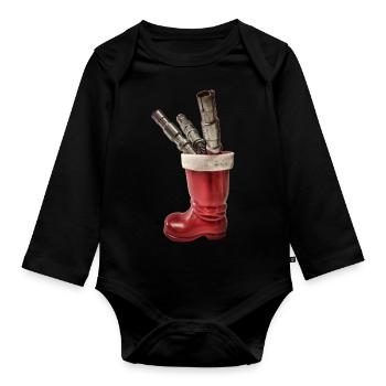 Santa Claus Boots Car Parts Ignition Cable Christmas - Organic Longsleeve Baby Bodysuit - black - Front