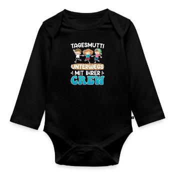 Tagaesmutti unterwegs mit ihrer Crew Tagesmutter - Baby Bio-Langarm-Body - Schwarz - Vorne