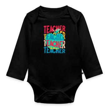 Lehrerin ich bin ein Lehrer - Baby Bio-Langarm-Body - Schwarz - Vorne
