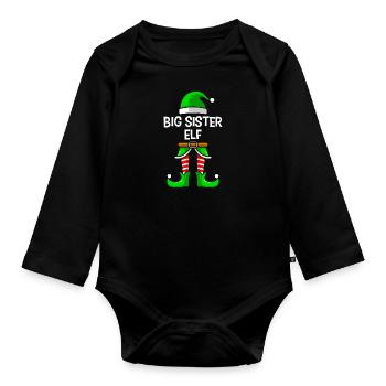 Großer Schwester Elfe - Baby Bio-Langarm-Body - Schwarz - Vorne