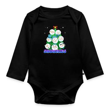Christmas tree Snowmies Snowman - Organic Longsleeve Baby Bodysuit - black - Front