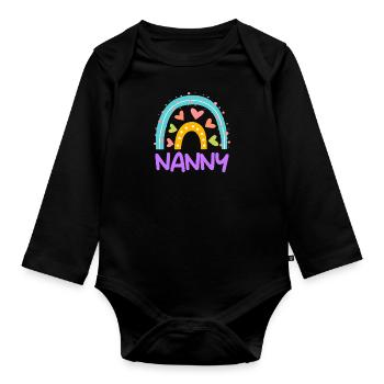 Rainbow Love I am a childminder - Organic Longsleeve Baby Bodysuit - black - Front