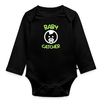 Baby catcher Je suis la sage-femme - Body Bébé bio manches longues - noir - Devant