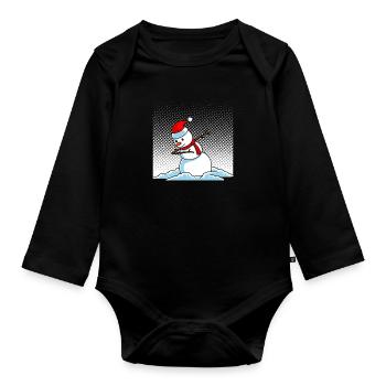 Dabbing Snowman - Organic Longsleeve Baby Bodysuit - black - Front