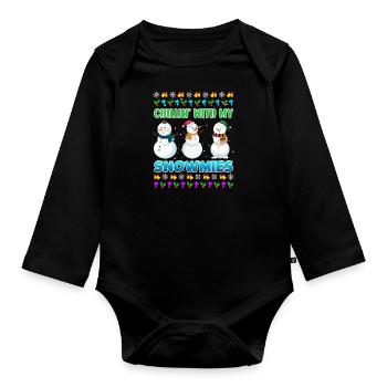 Chillin avec mon bonhomme de neige rigolo Snowmies - Body Bébé bio manches longues - noir - Devant